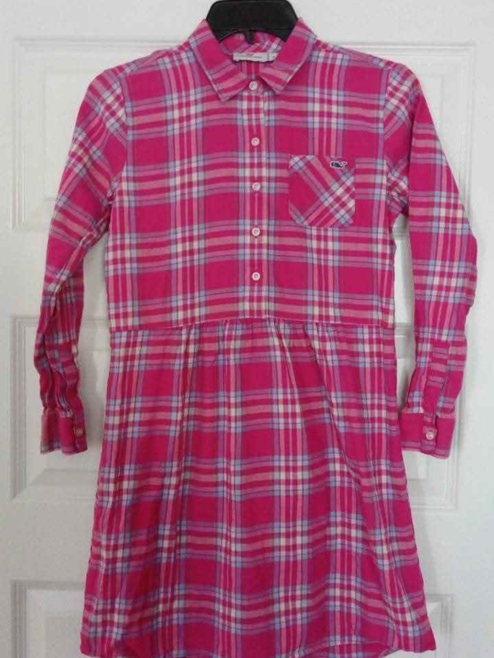 Vineyard Vines Pink Plaid Button-Front Shirt Dress Size 14